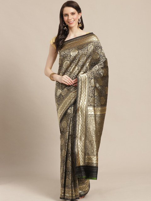

KALINI Black & Golden Zari Woven Design Saree