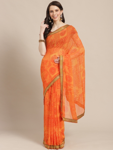 

KALINI Orange Ethnic Printed Saree