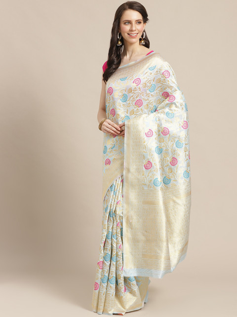 

KALINI Blue & Golden Zari Woven Design Saree