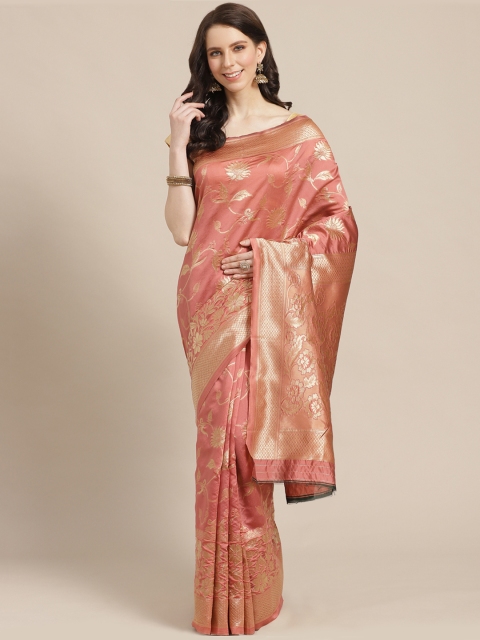 

KALINI Dusty Pink & Golden Zari Woven Design Saree