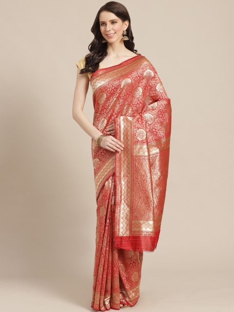 

KALINI Red & Golden Zari Woven Design Saree