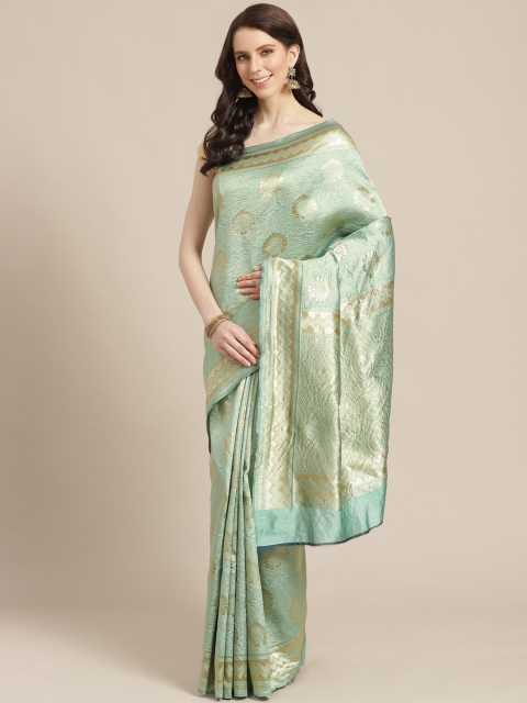 

KALINI Sea Green & Golden Zari Woven Design Saree