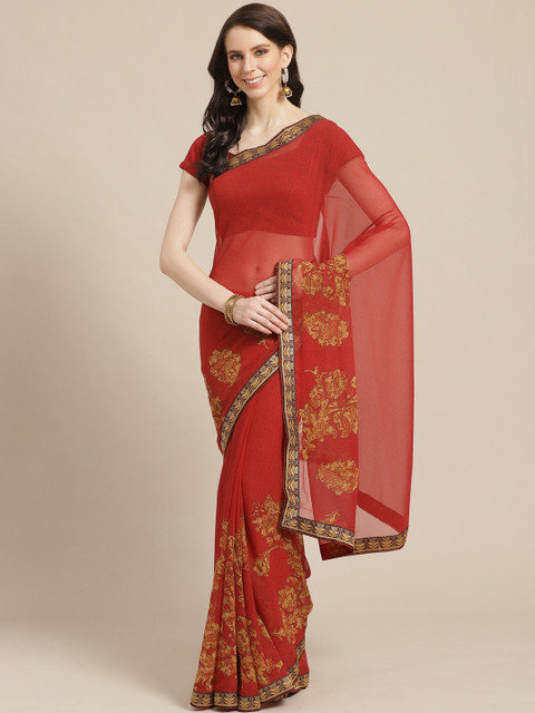 

Mitera Maroon & Beige Printed Saree
