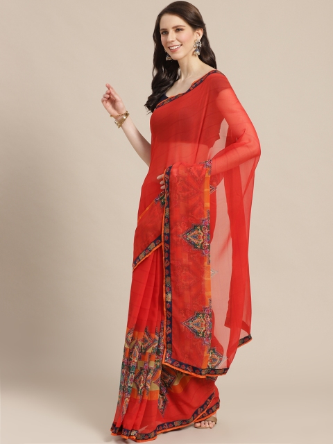 

Mitera Red Printed Saree
