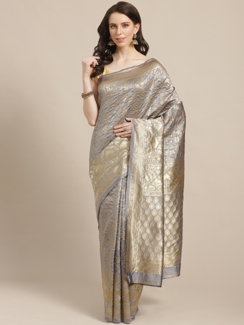 

KALINI Grey & Golden Zari Woven Design Saree