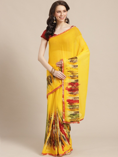 

KALINI Yellow & Red Printed Saree