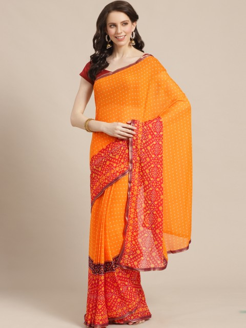 

KALINI Mustard Orange Printed Saree