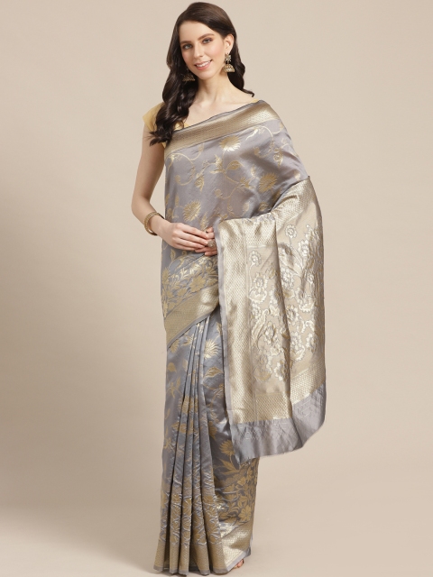 

KALINI Grey & Golden Zari Woven Design Saree