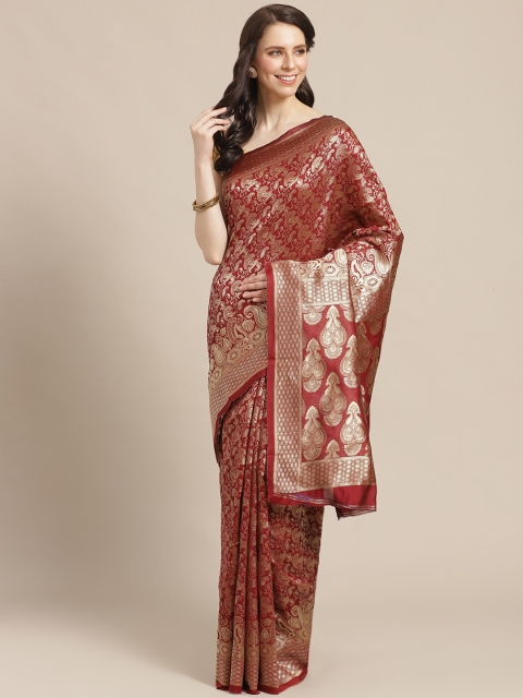 

KALINI Maroon & Golden Zari Woven Design Saree