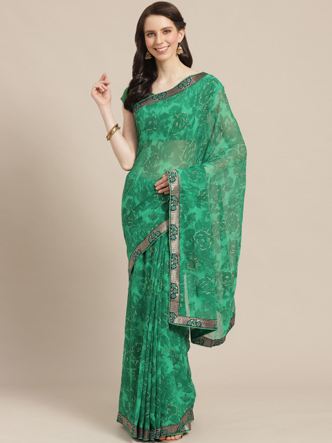 

KALINI Green Floral Printed Saree