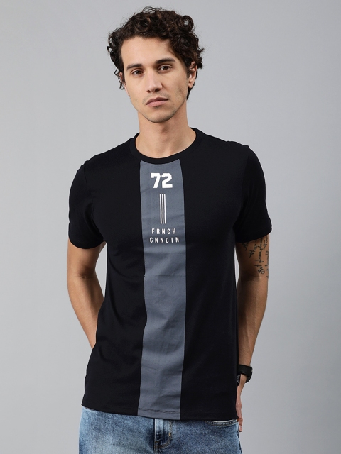 

French Connection Men Black Printed Round Neck T-shirt