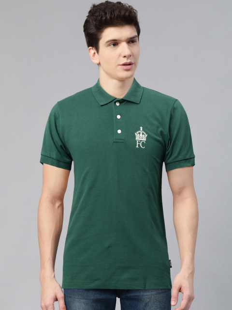 

French Connection Men Green Solid Polo Collar T-shirt