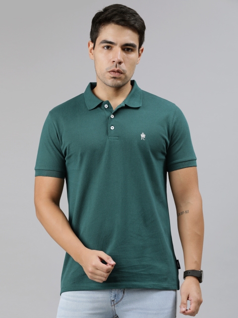 

French Connection Men Green Slim Fit Solid Polo Collar T-shirt