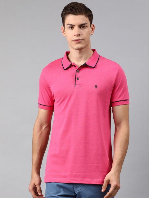 

French Connection Men Pink Solid Polo Collar T-shirt