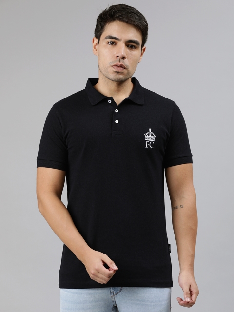 

French Connection Men Black Slim Fit Solid Polo Collar T-shirt