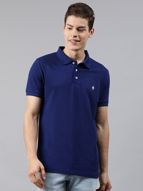 

French Connection Men Navy Blue Solid Polo Collar T-shirt