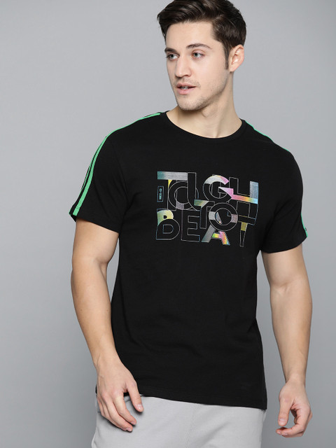 

HRX by Hrithik Roshan Men Jet Black Printed Bio-Wash Antimicrobial Lifestyle T-shirt
