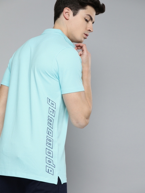 

HRX by Hrithik Roshan Men Crystal Blue Brand Carrier Bio-Wash Antimicrobial T-shirt