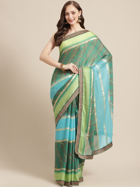 

Shaily Green & Blue Bandhani Printed Saree