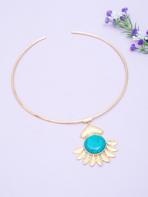 

Golden Peacock Gold-Toned & Green Alloy Gold-Plated Necklace