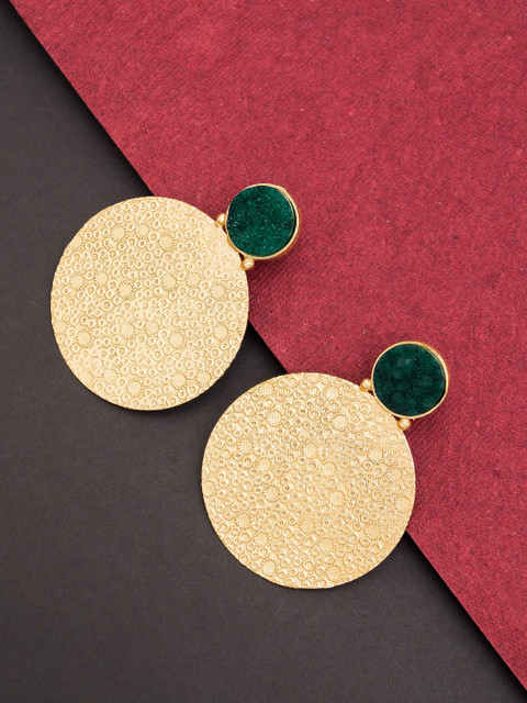 

Golden Peacock Gold & Green Circular Drop Earrings