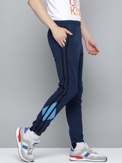 

HRX by Hrithik Roshan Men Medieval Blue Colourblock Slim Fit Bio-Wash Antimicrobial Jogger, Navy blue