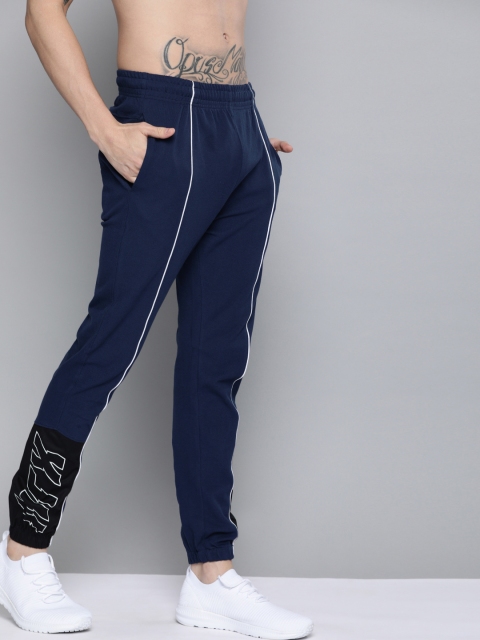 

HRX by Hrithik Roshan Men Blue Typographic Bio-Wash Antimicrobial Lifestyle Joggers