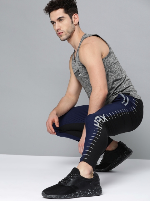 

HRX by Hrithik Roshan Men Medieval Blue Slim fit Antimicrobial Lycra Running Track Pants, Navy blue
