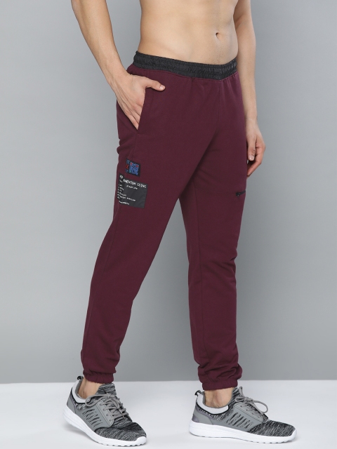 

HRX by Hrithik Roshan Men Burgundy Solid Slim Fit Bio-Wash Antimicrobial Lifestyle Joggers
