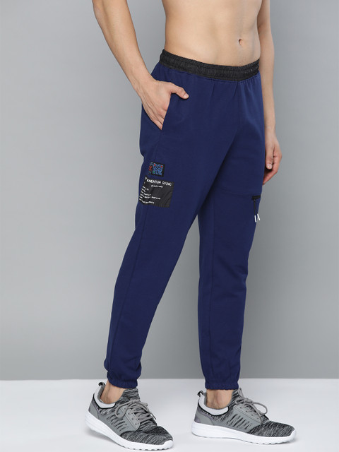 

HRX by Hrithik Roshan Men Blue Solid Slim Fit Bio-Wash Antimicrobial Lifestyle Joggers, Navy blue