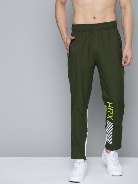 

HRX by Hrithik Roshan Men Green Slim fit Antimicrobial Rapid-Dry Training Track Pants, Olive