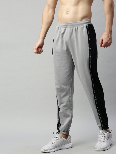 

HRX by Hrithik Roshan Men Grey Colourblocked Bio-Wash Antimicrobial Lifestyle Track Pants