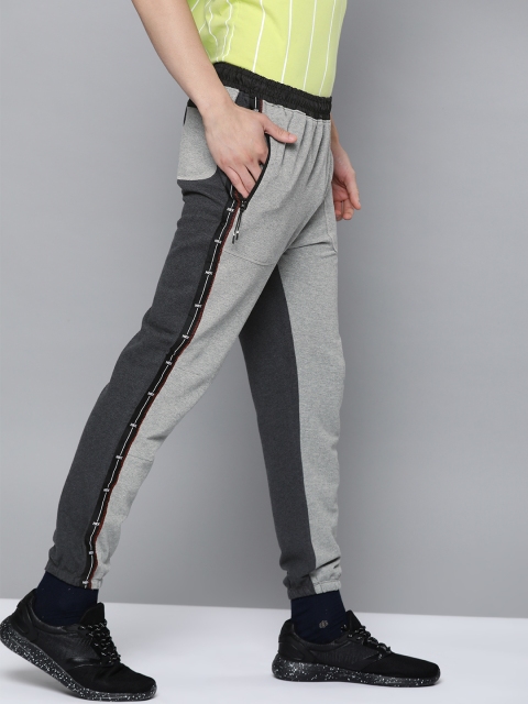 

HRX by Hrithik Roshan Men L.T Grey & Anthra Mel Typographic Melange Lifestyle Jogger, Grey melange