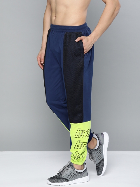 

HRX by Hrithik Roshan Men Blue Colourblocked Bio-Wash Antimicrobial Lifestyle Joggers