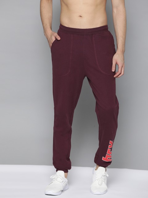 

HRX by Hrithik Roshan Men Solid Regular Fit Bio-Wash Antimicrobial Lifestyle Joggers, Burgundy
