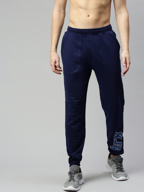 

HRX by Hrithik Roshan Men Navy Blue Solid Regular Fit Bio-Wash Lifestyle Joggers