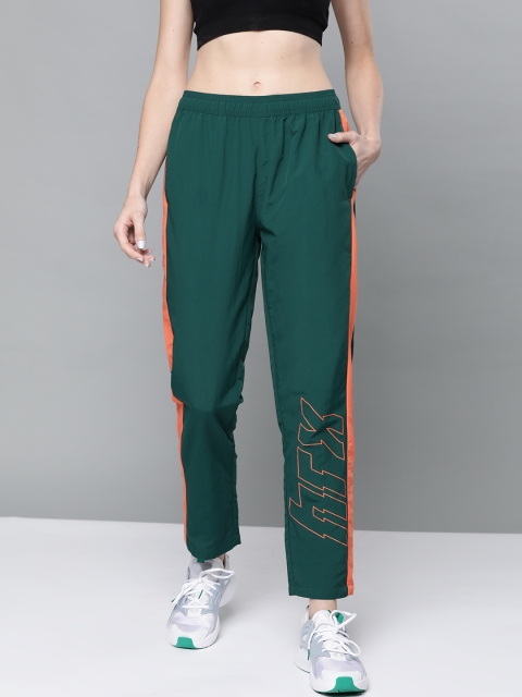 

HRX by Hrithik Roshan Women Green & Orange Regular Fit Antimicrobial Lifestyle Track Pants
