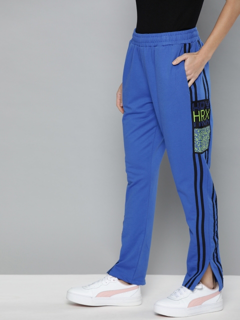 

HRX by Hrithik Roshan Women Blue Typographic Bio-Wash Antimicrobial Lifestyle Track Pants