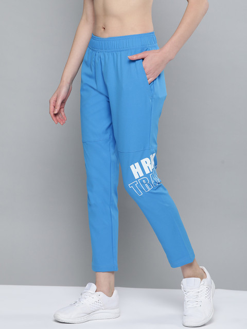 

HRX by Hrithik Roshan Blue Solid Slim Fit Rapid-Dry Flat Lock Seam Training Track Pants