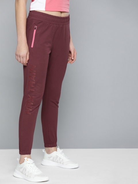 

HRX by Hrithik Roshan Women Maroon Solid Slim Fit Bio-Wash Antimicrobial Training Jogger