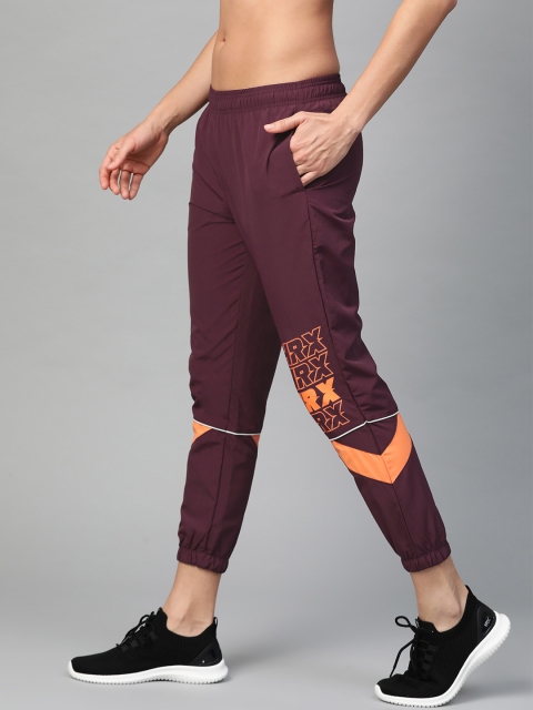

HRX by Hrithik Roshan Women Burgundy Colourblocked Regular Fit Rapid-Dry Lifestyle Jogger