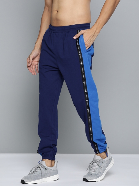 

HRX by Hrithik Roshan Men Blue Colourblocked Bio-Wash Antimicrobial Lifestyle Joggers