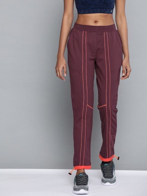 

HRX by Hrithik Roshan Women Fig Typographic Antimicrobial Lifestyle Track Pants, Burgundy