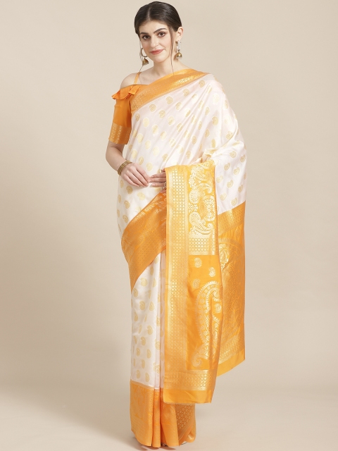 

SHAVYA Off-White & Golden Pure Silk Zari Woven Design Kasavu Saree