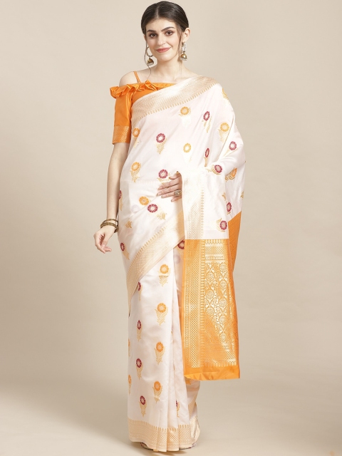 

SHAVYA Off-White & Golden Pure Silk Zari Woven Design Kasavu Saree