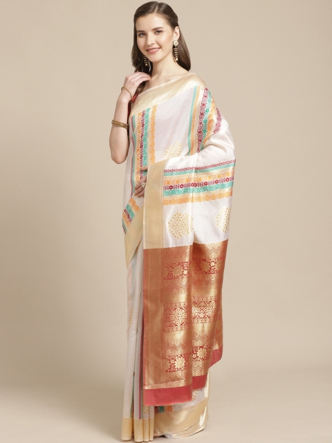 

SHAVYA Off-White & Golden Pure Silk Woven Design Kasavu Saree