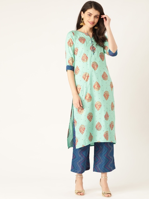 

RANGMAYEE Women Blue & Red Printed Kurta with Palazzos, Green