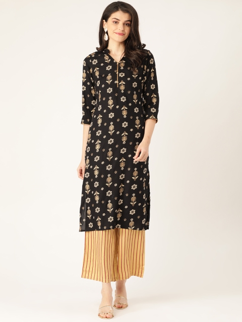 

RANGMAYEE Women Black & Beige Printed Kurta with Palazzos