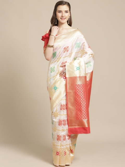 

SHAVYA Off-White & Golden Pure Silk Woven Design Kasavu Saree