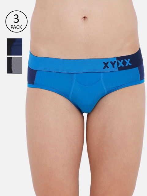 

XYXX Men Pack of 3 Colourblocked Ultra Soft Antimicrobial Basic Briefs XYBRF3PCKN257, Grey